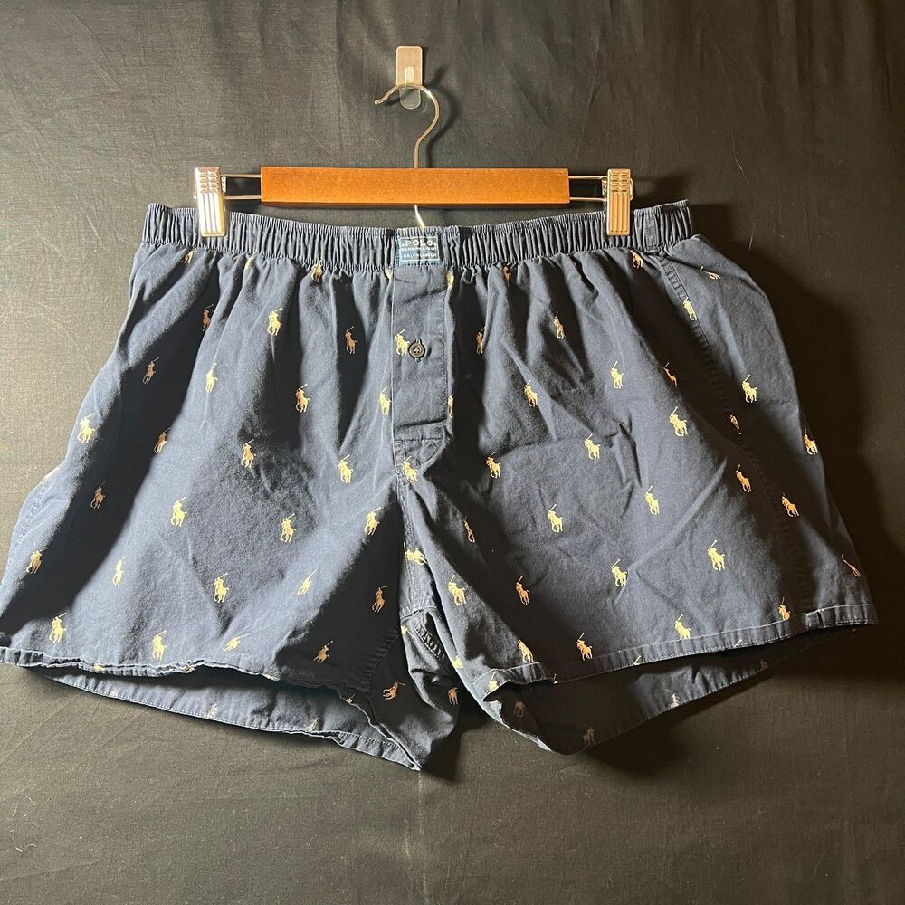 Polo Ralph Lauren woman's Sz Large Black Allover Pony Player Woven Boxer Shorts